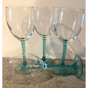 Vintage Teal Green Wine Glass w/ Twisted Stem by Durand  # 2502